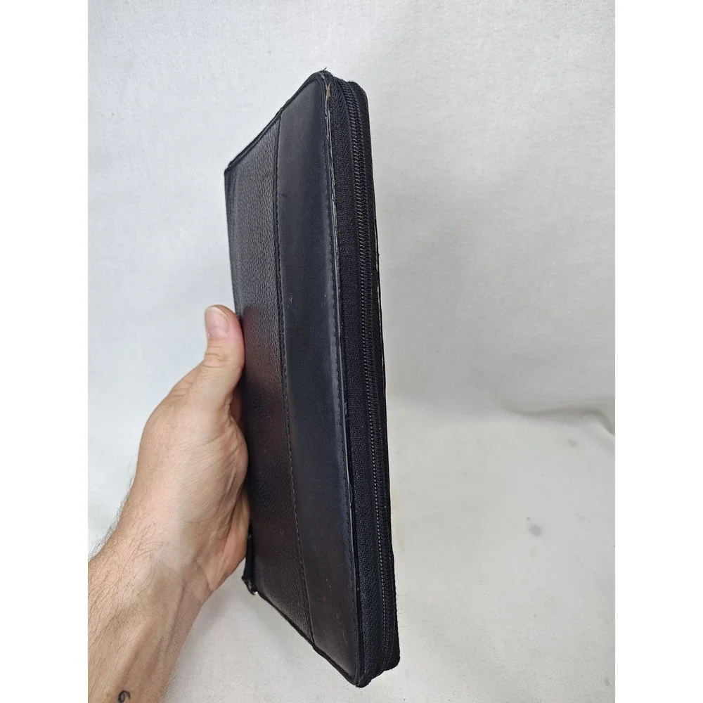 COACH‎ Vintage Black Pebbled Leather Zip Around Long Wallet Organizer ID Window